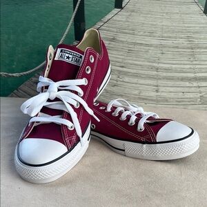 Converse Maroon Canvas Sneakers with White Accents